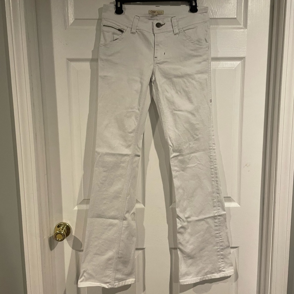 CAbi White Denim Flare Jeans - Picture 2 of 8